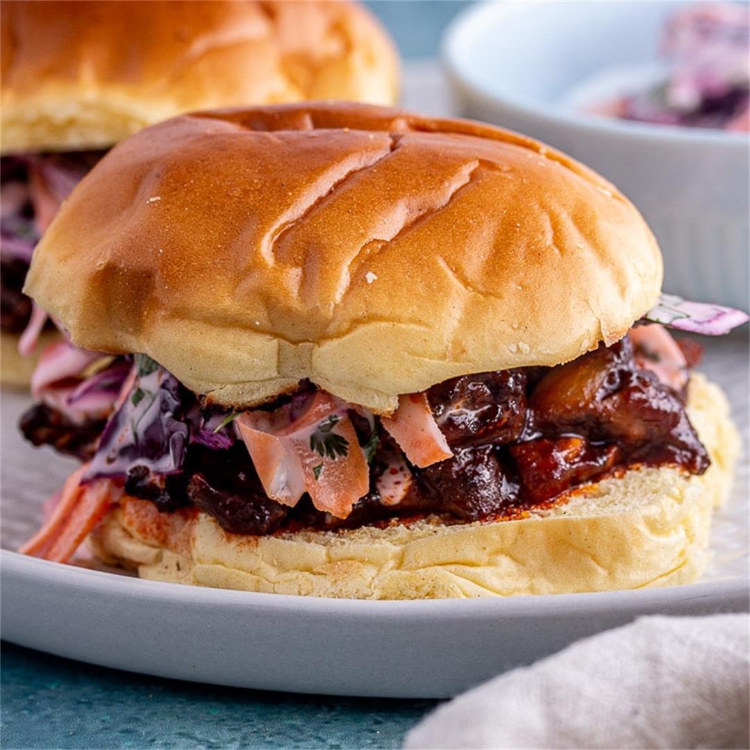 Veggie Pulled Pork Sandwich with Slaw • The Cook Report