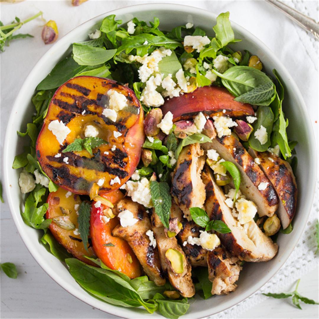 Grilled Peach Salad with Chicken