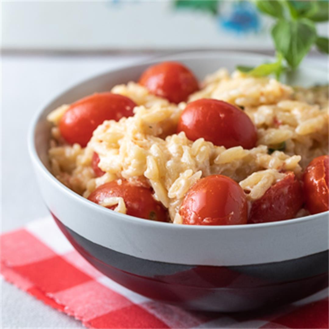 Tomato and Basil Orzo with Ricotta
