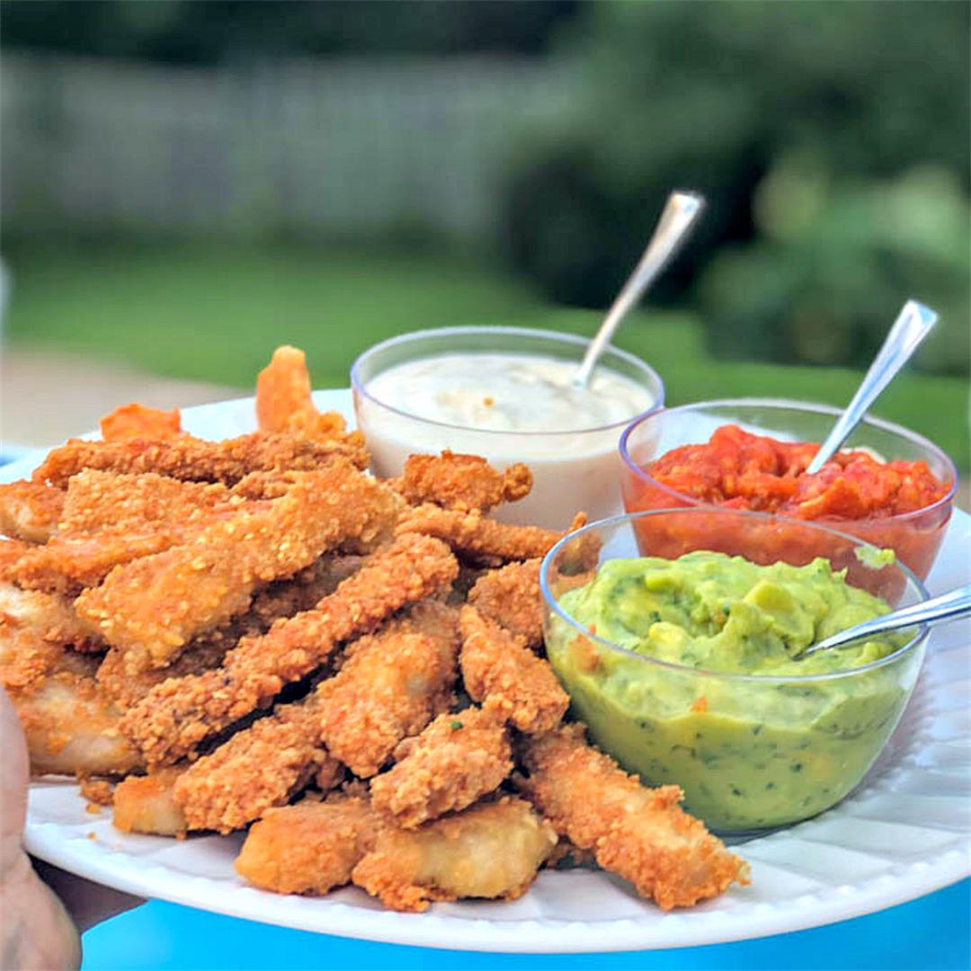 Fried Pork Chops Strips & Dipping Sauces