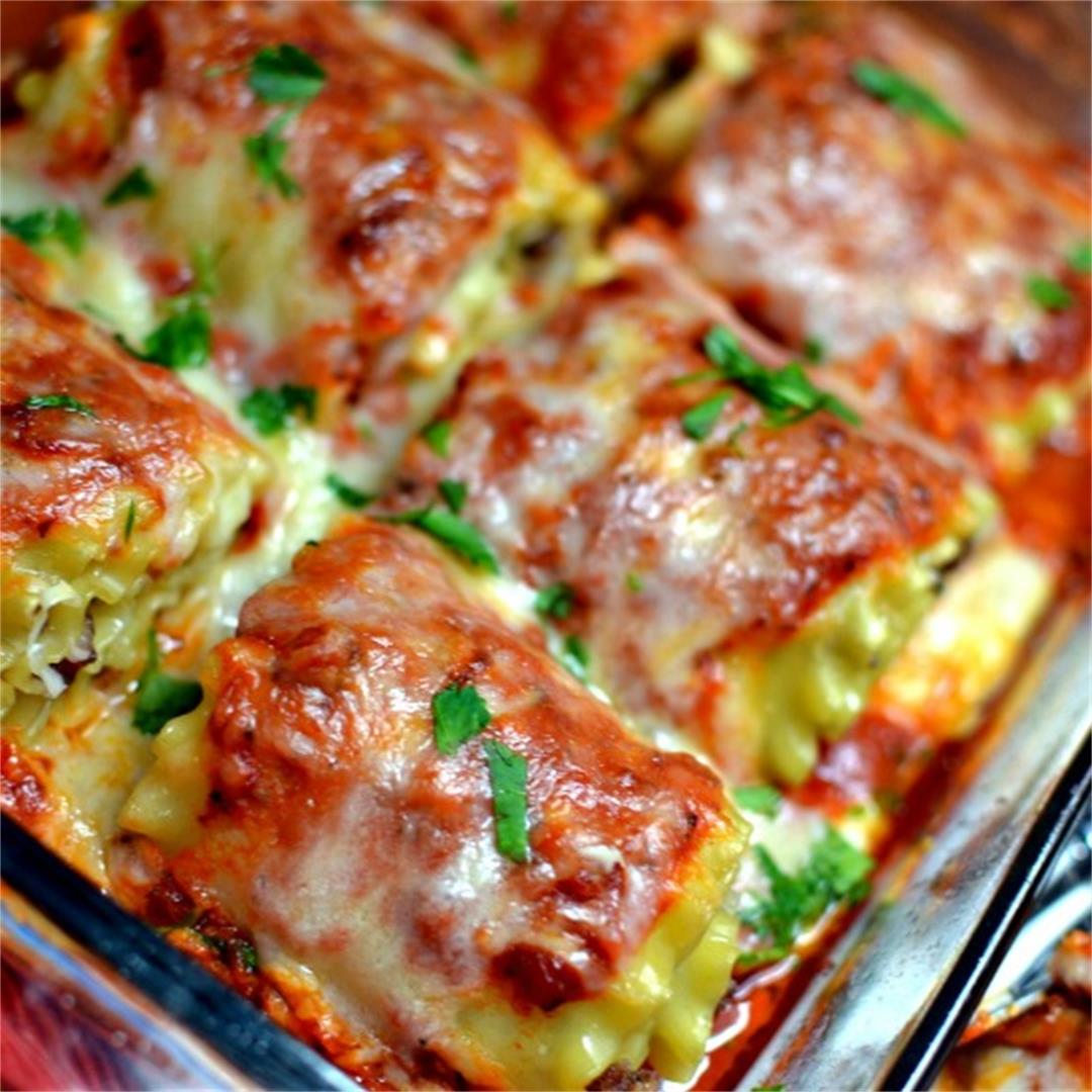 Triple Cheese Lasagna Roll Ups with Sausage