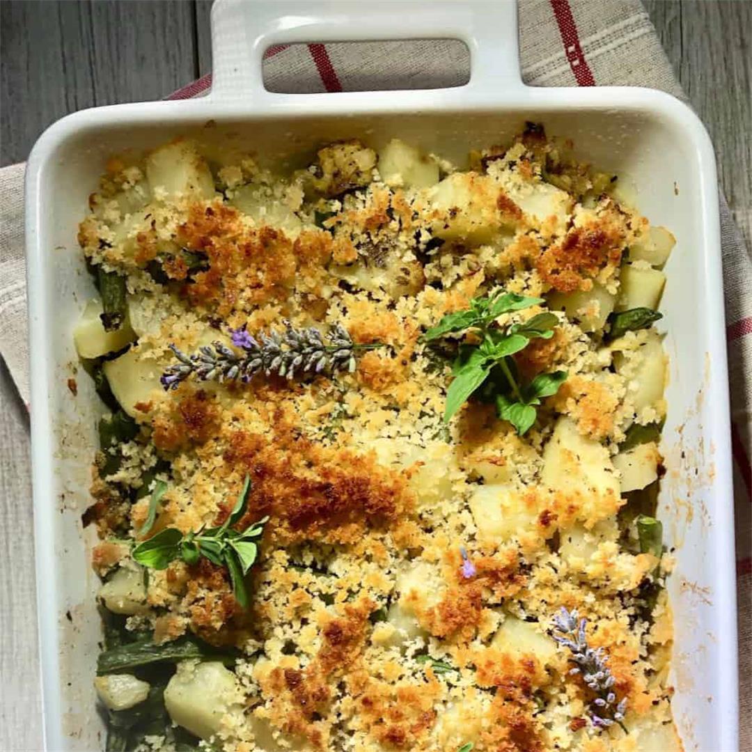 Vegan Casserole with Potatoes and Green Beans