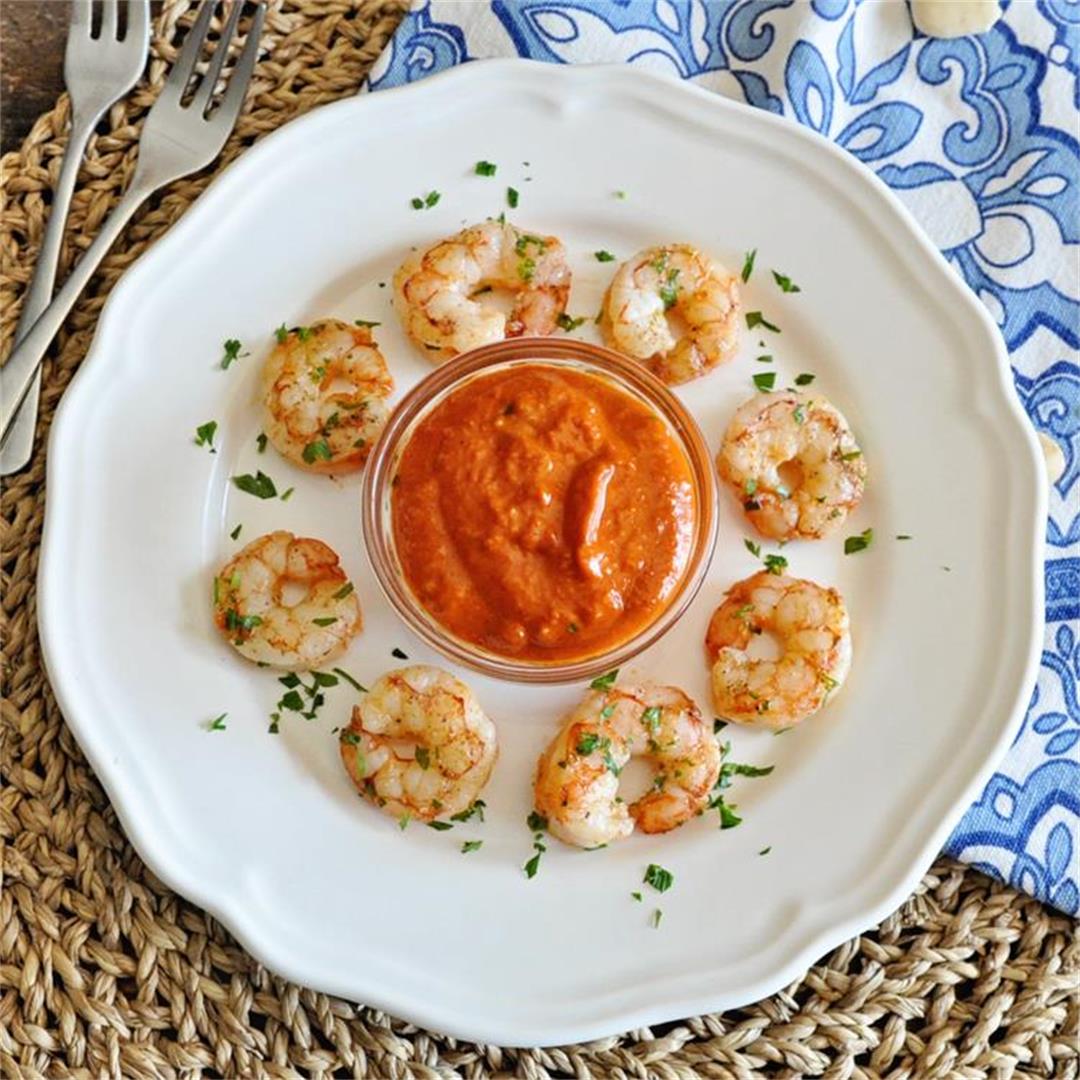 Seared Spanish Shrimp with Romesco Sauce Recipe