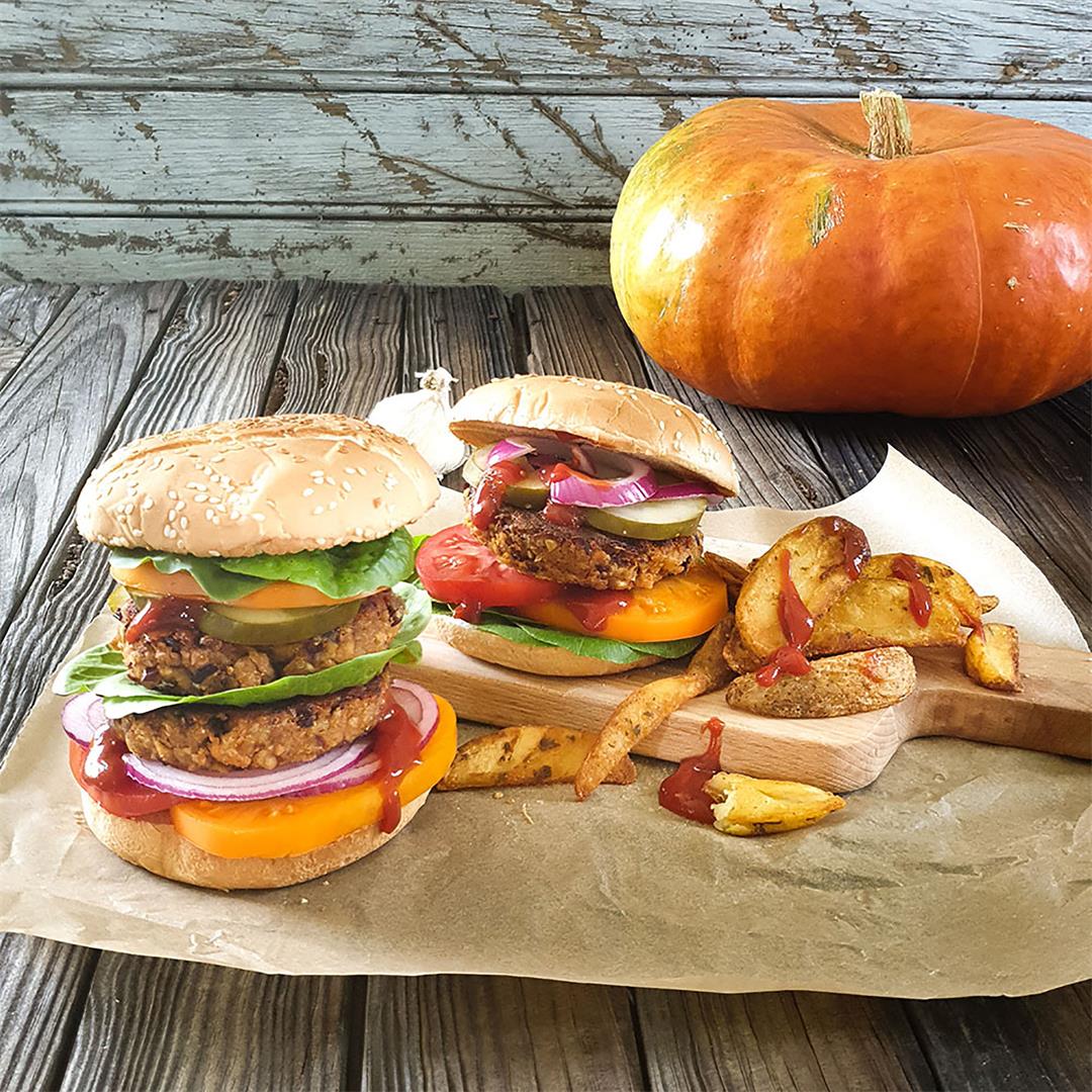 Pumpkin Veggie Burgers (Gluten-Free, Oil-Free option) — The Tin