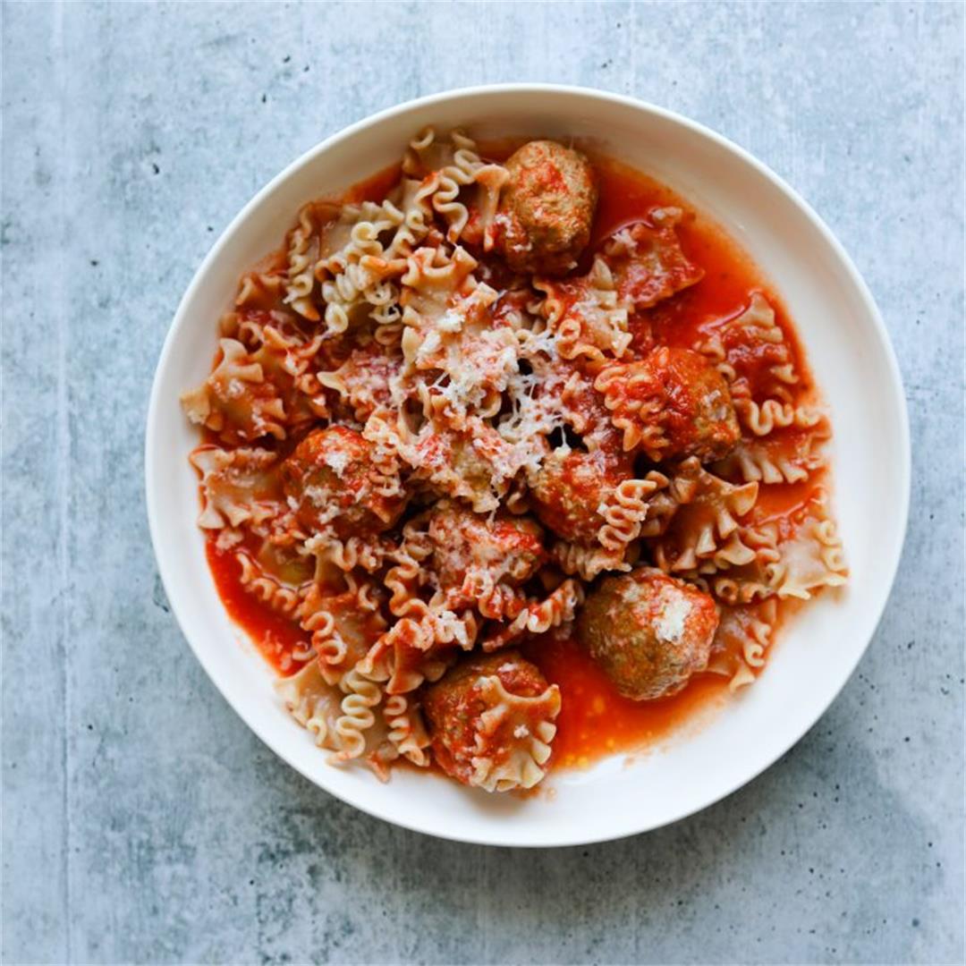 Five-Ingredient Turkey Meatballs with Whole Wheat Pasta