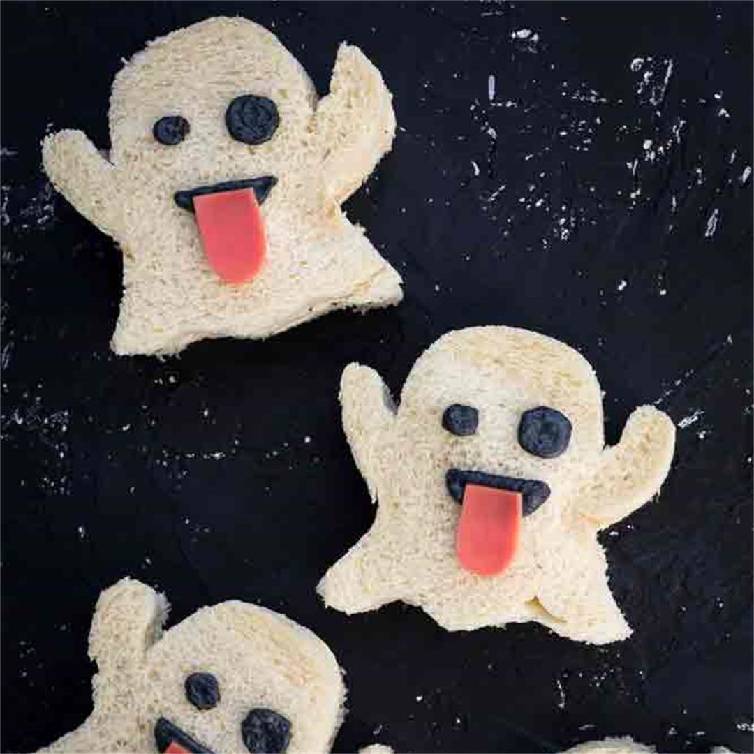 Vegan Ghost Emoji Tea Sandwiches