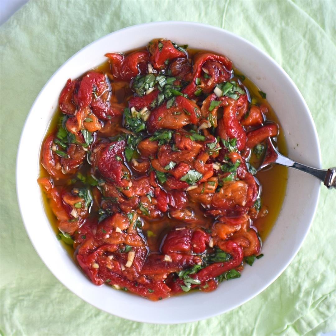 roast red pepper with garlic and basil