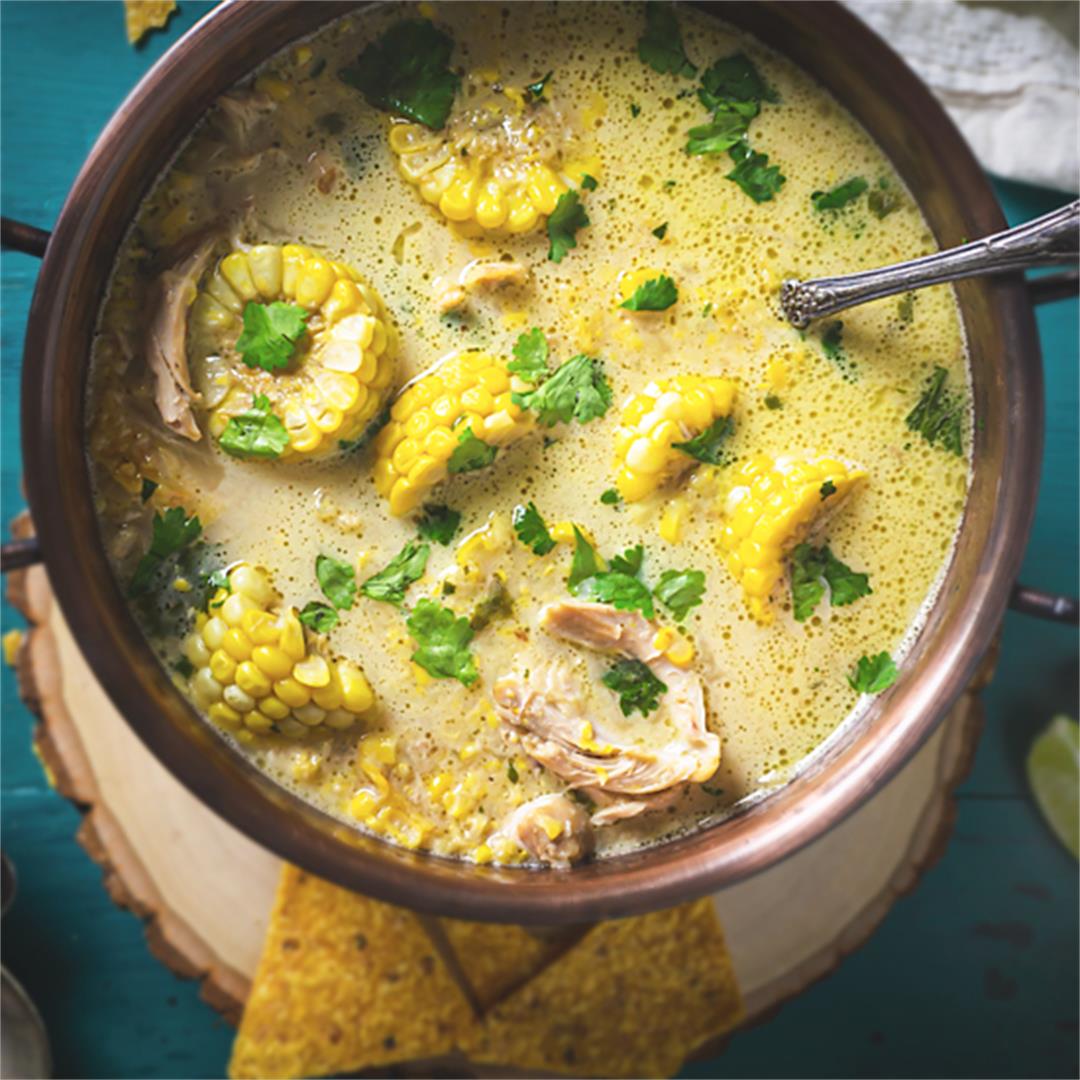 Peruvian Chicken Corn Chowder - Chupe de Pollo y Maíz