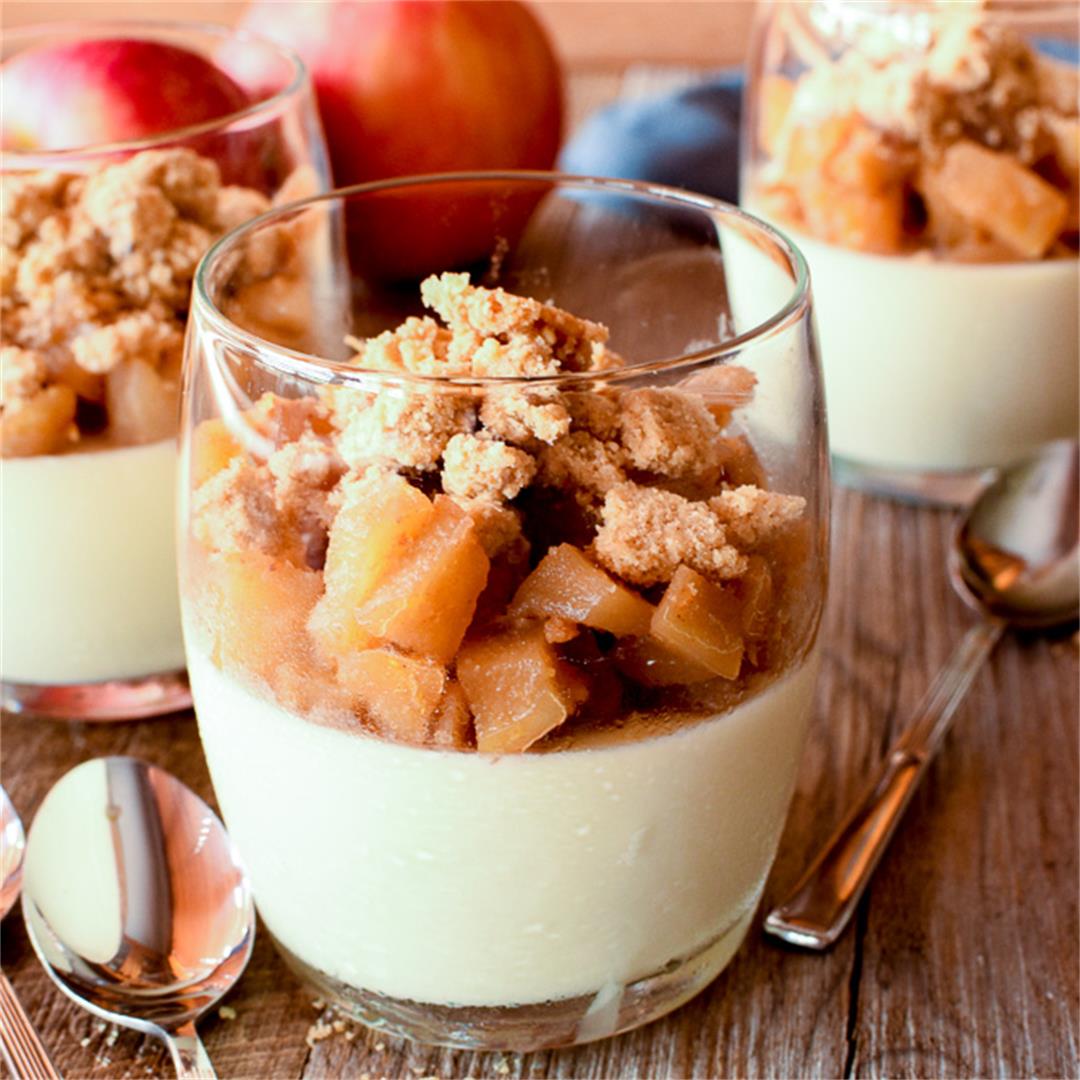 Cinnamon Panna Cotta with Apple Crumble topping