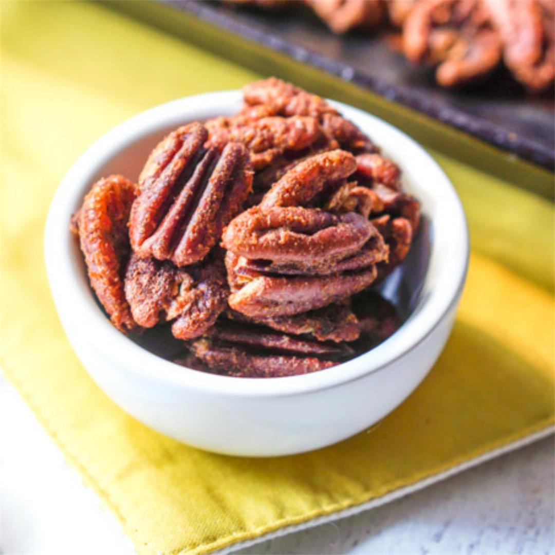 Low Carb Honey Mustard Roasted Pecans