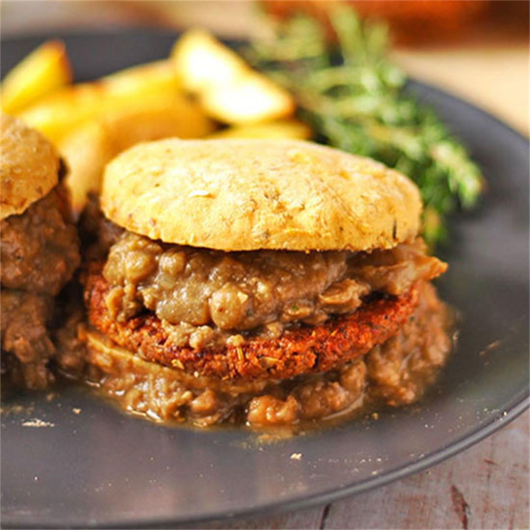 biscuits & lentil gravy with tempeh sausage