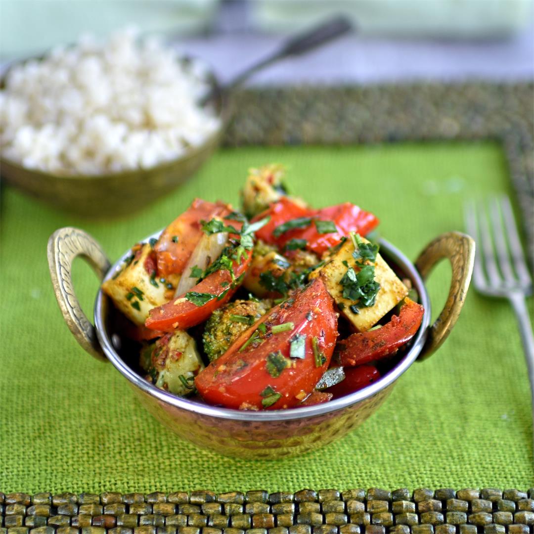 Indian-style vegetable and paneer stir fry