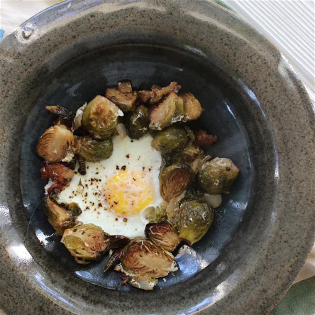 Balsamic Roasted Brussels Sprouts with Eggs
