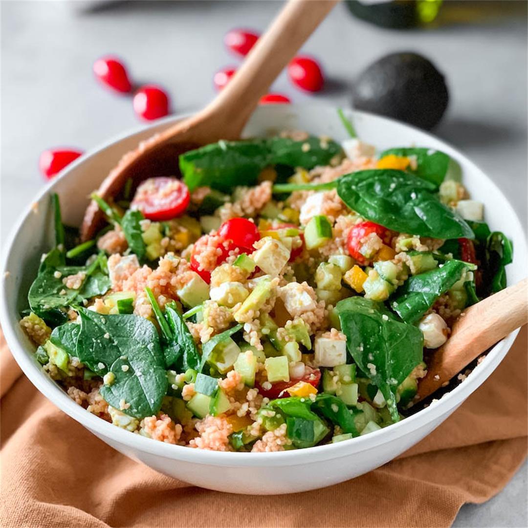 Couscous salad with feta and avocado