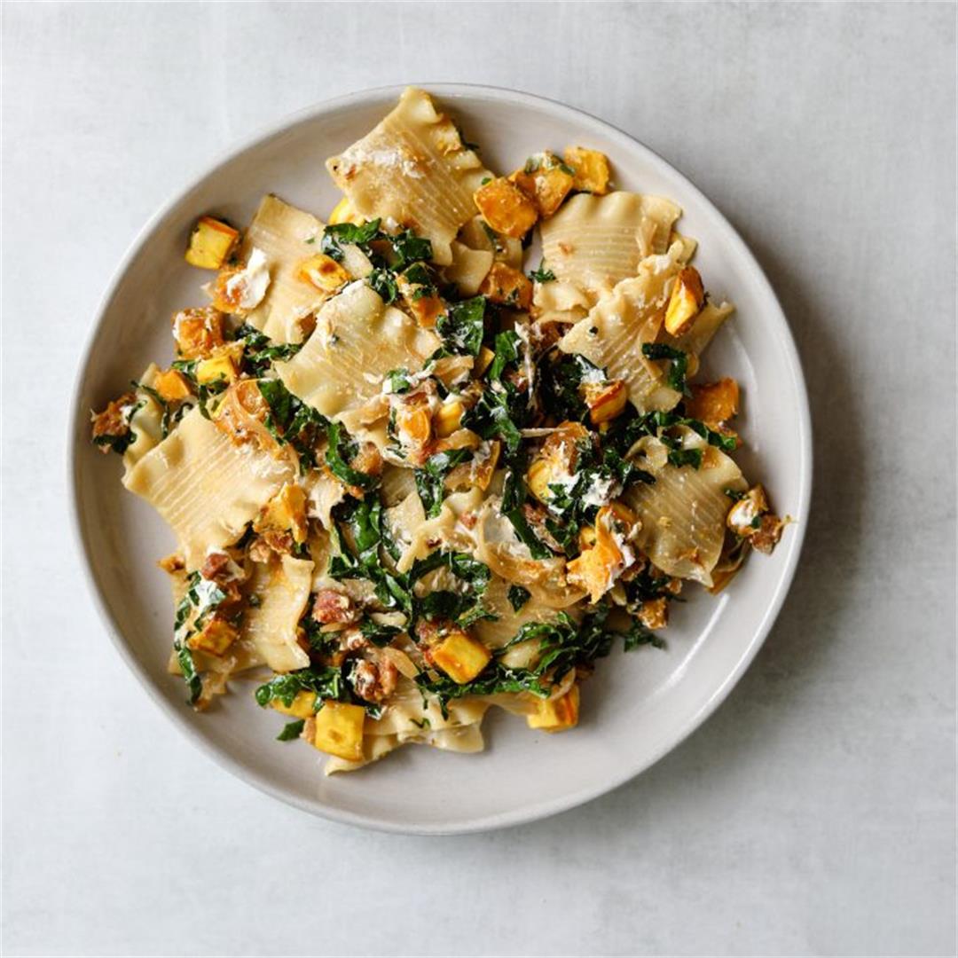 The Perfect Fall Pasta with Delicata Squash, Pancetta, and Goat