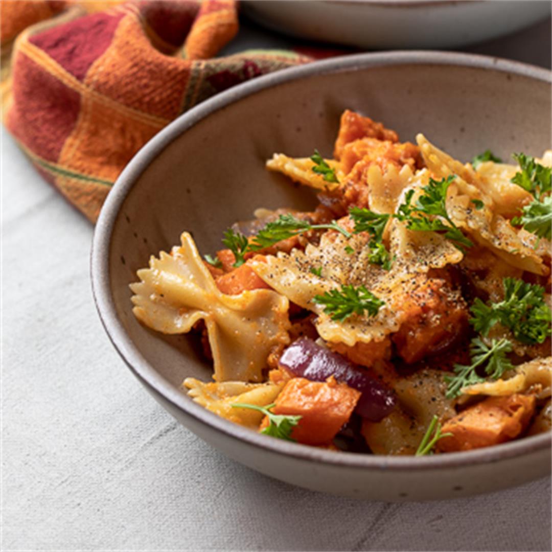 Pasta with Sweet Potatoes and Bacon