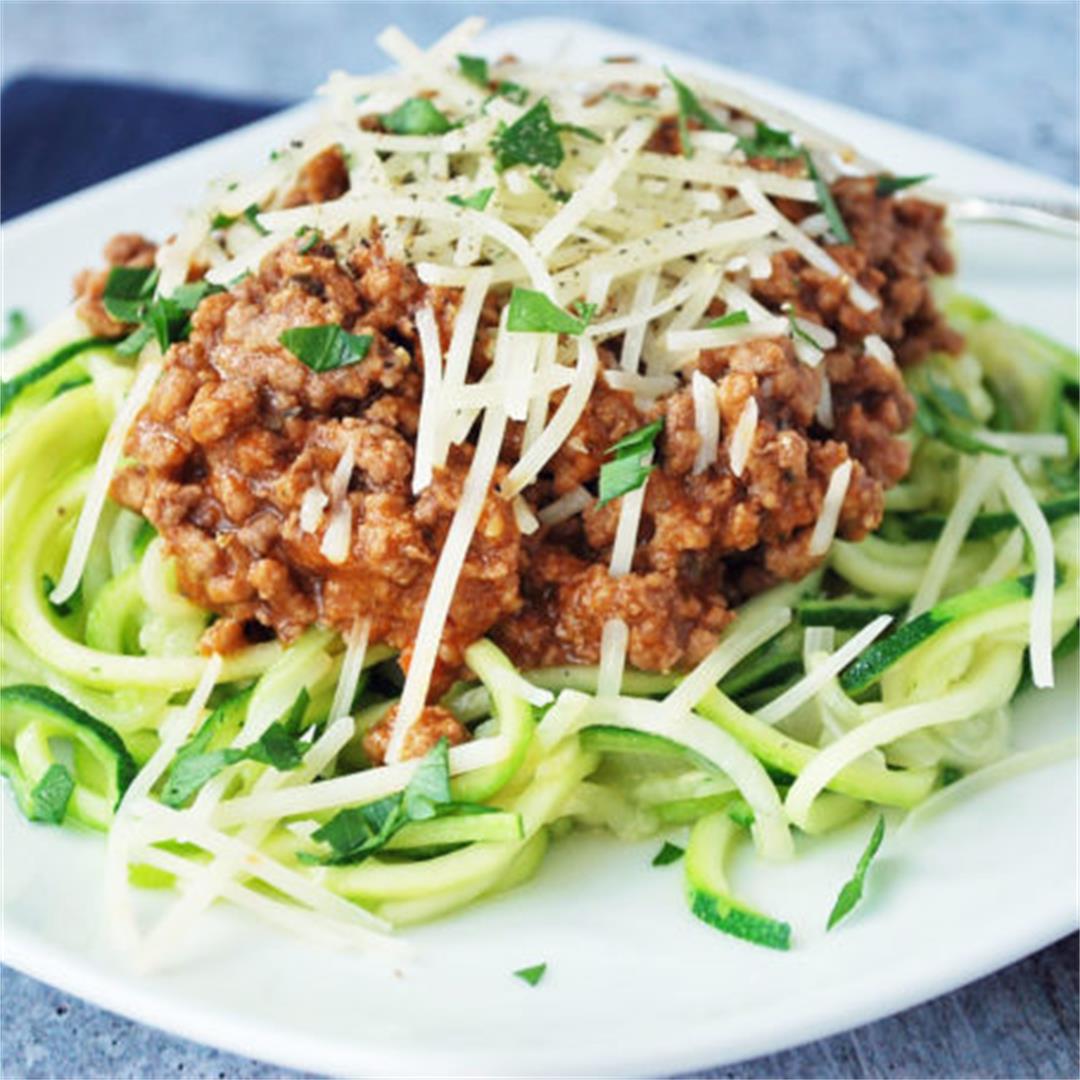 Zucchini Spaghetti with Easy Beef Bolognese