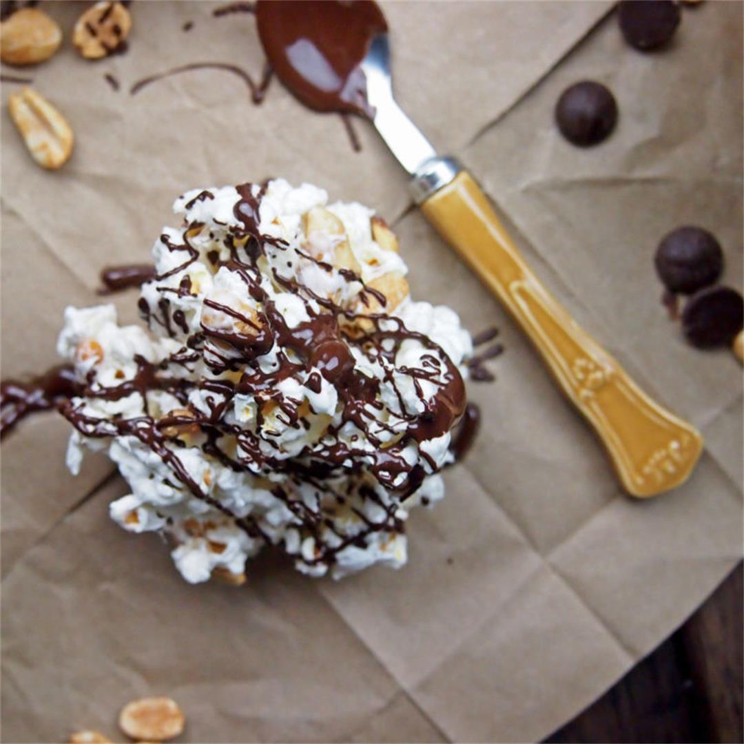 Salted Chocolate & Peanut Popcorn Clusters