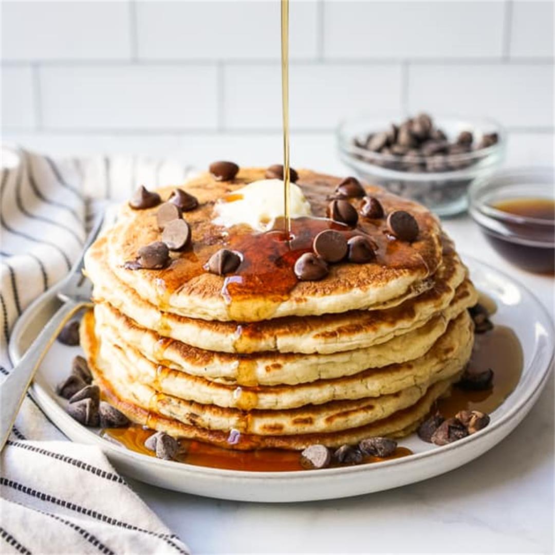 Light and Fluffy Chocolate Chip Pancakes