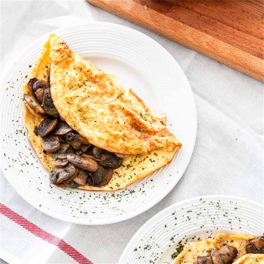 French omelette with mushrooms