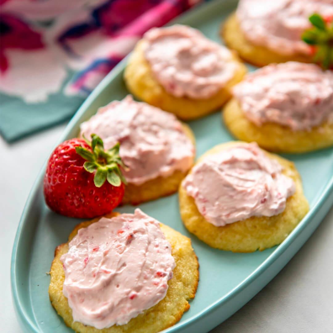 Keto Lemon Sugar Cookie with Strawberry Frosting