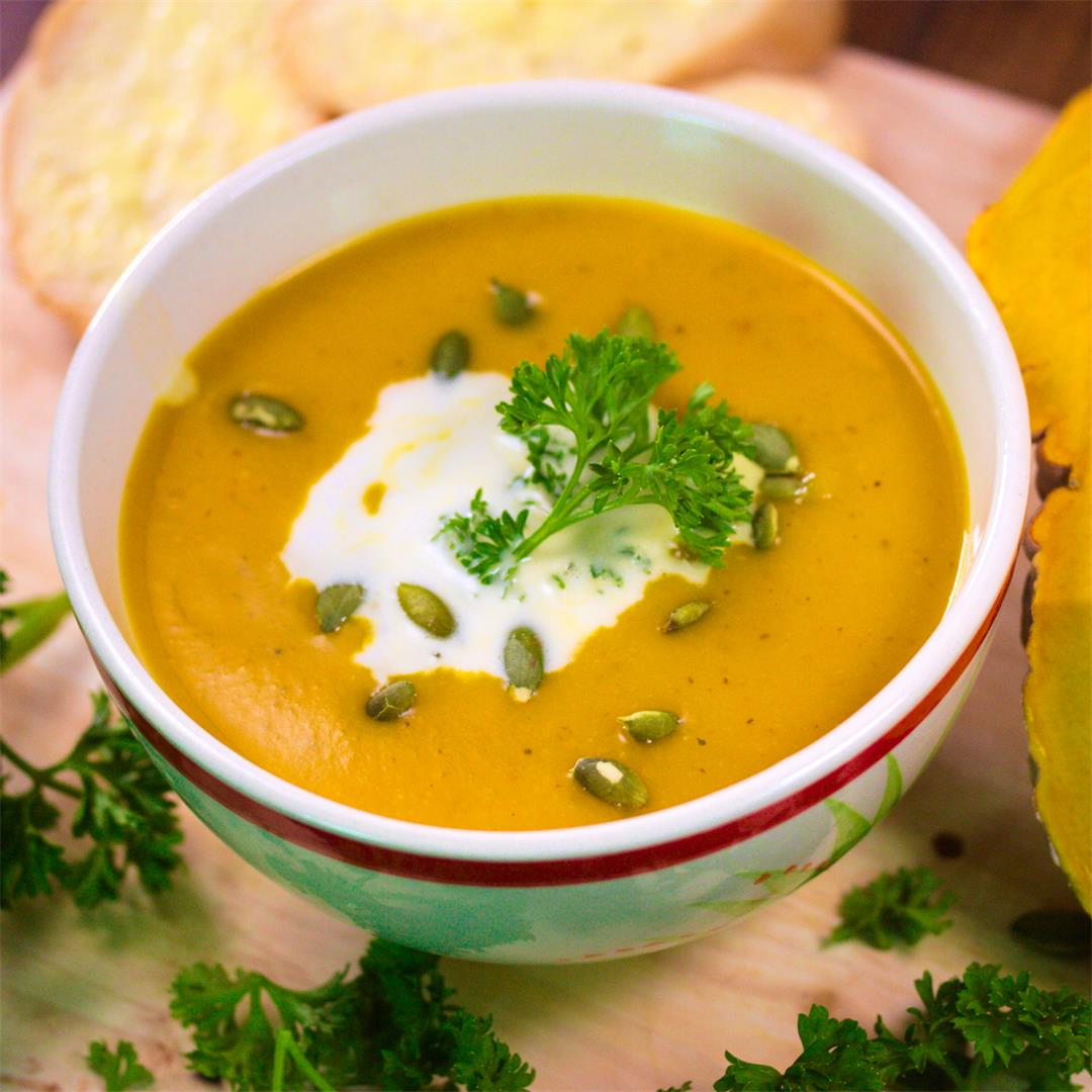 Thai Style Spicy Pumpkin Soup Recipe with Coconut Milk & Spices