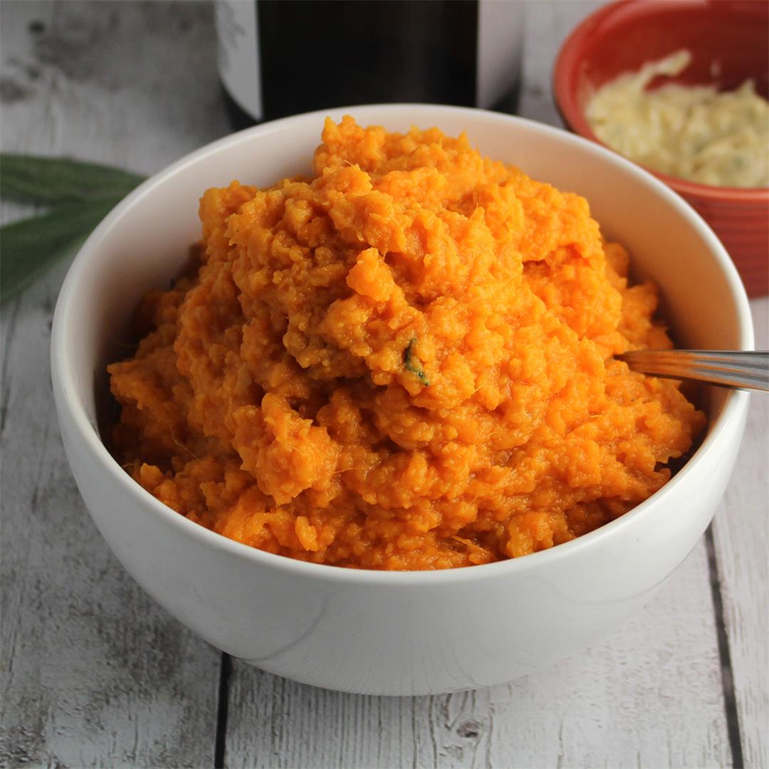 Mashed Sweet Potatoes with Cumin Sage Butter