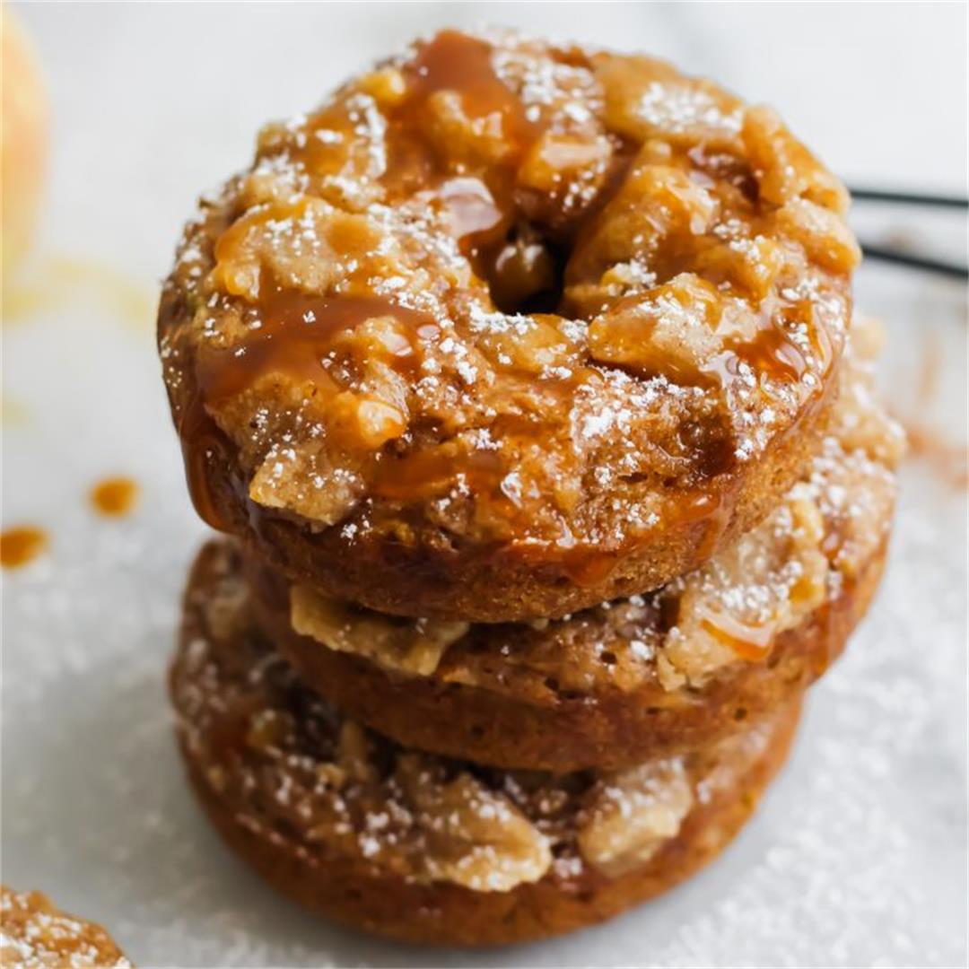 Baked Caramel Apple Streusel Donuts