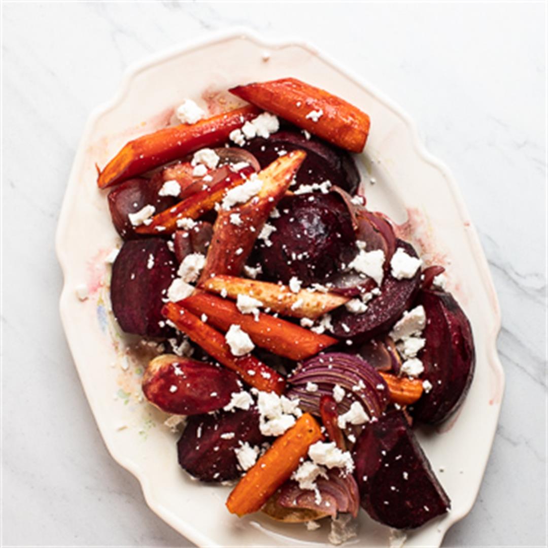 Delicious Balsamic and Honey Roasted Root Vegetables