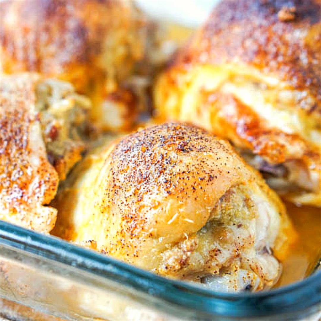 Easy Stuffed Chicken Thighs with Low Carb Sausage Stuffing