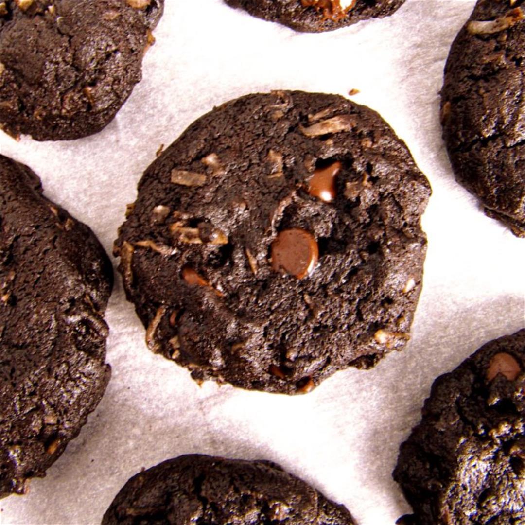Double Chocolate Coconut Cookies