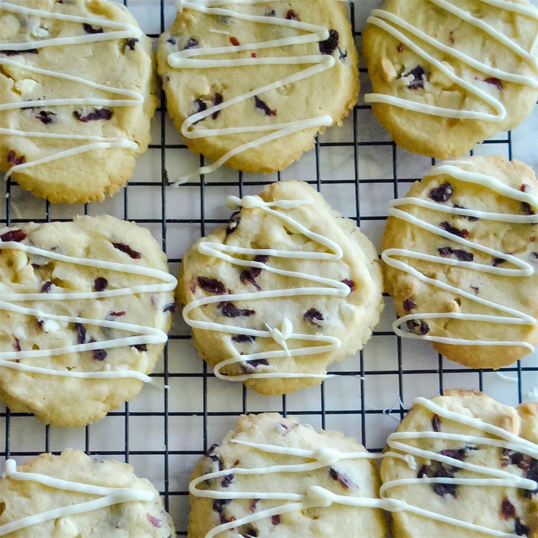 Cranberry White Chocolate Shortbread Cookies