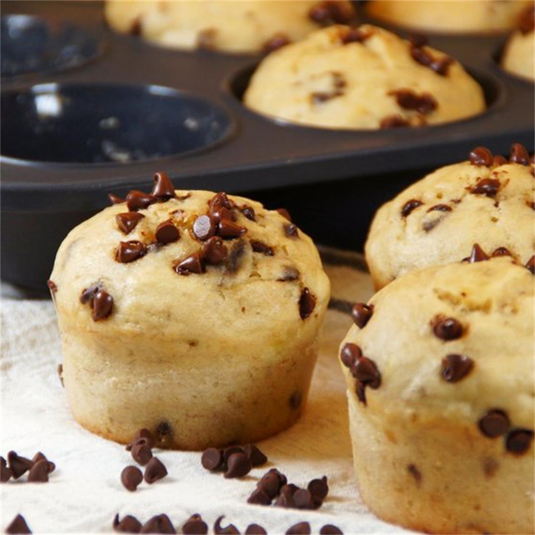 Healthy Banana Chocolate Chip Muffins  — Land of 10,000 Recipes