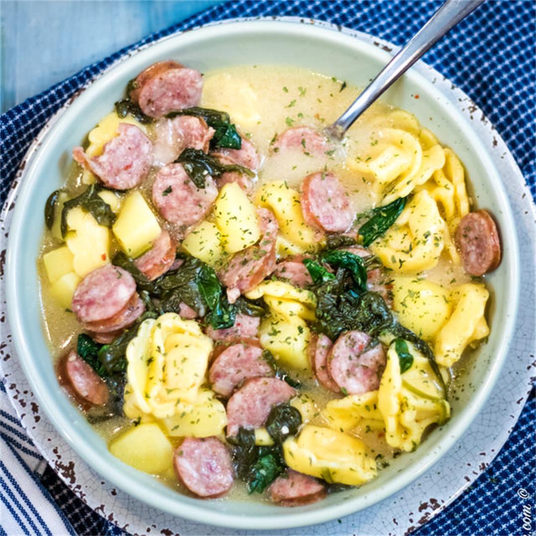 Sausage, Spinach and Tortellini Soup — The Buttered Home