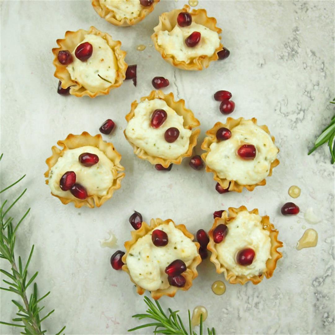 Whipped Feta Phyllo Cups with Pomegranate