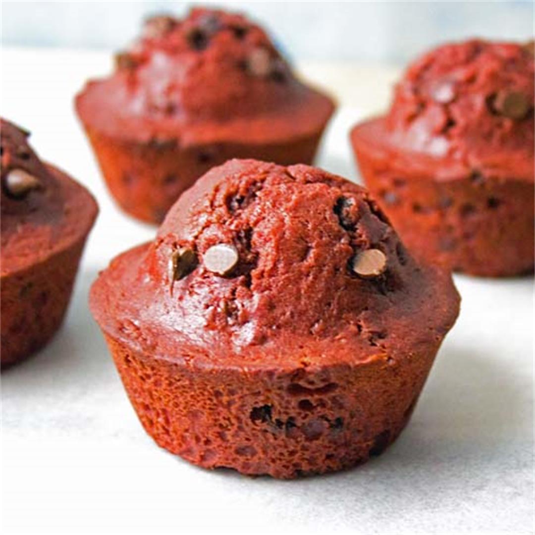 Red Velvet Chocolate Chip Muffins