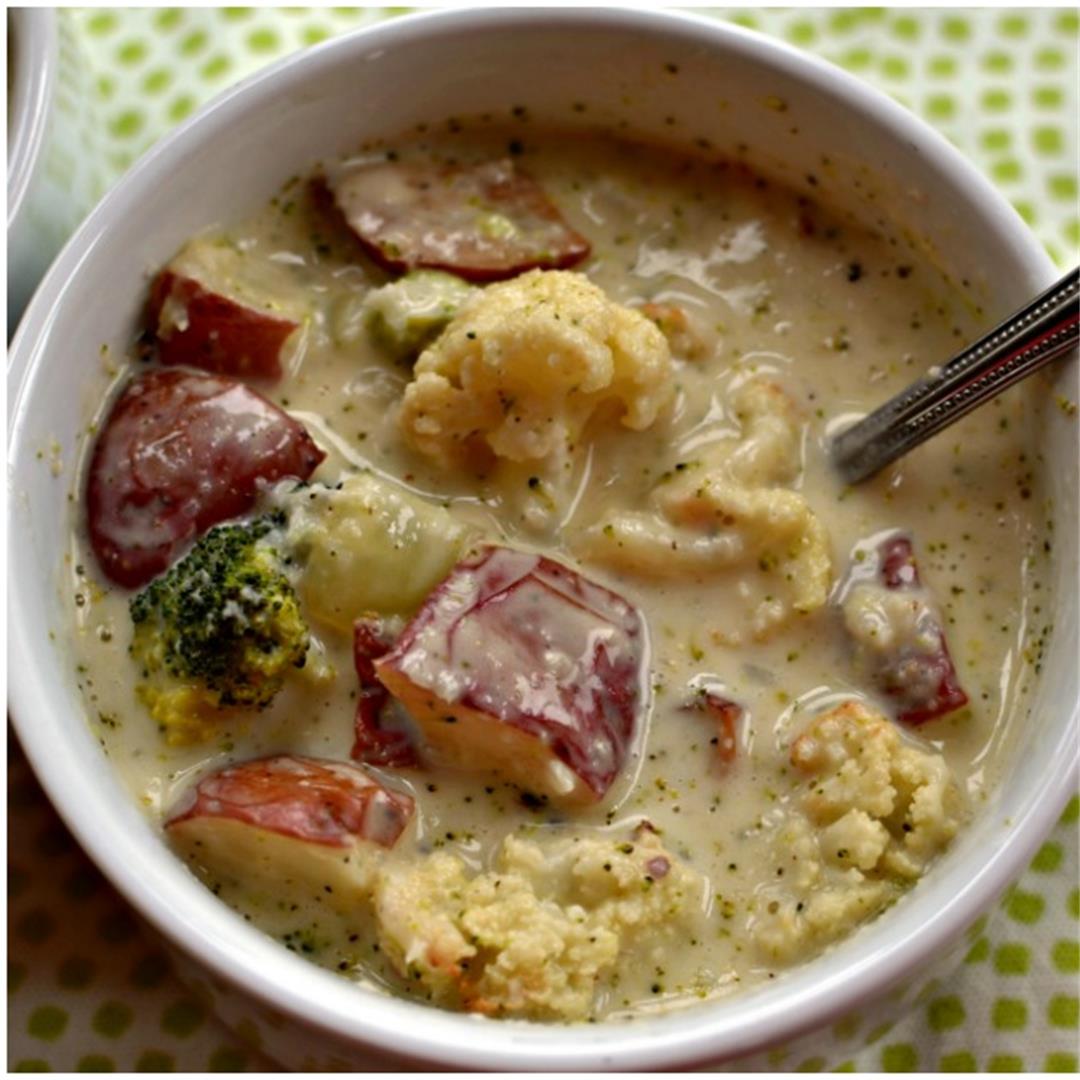 Roasted Broccoli Cauliflower Soup