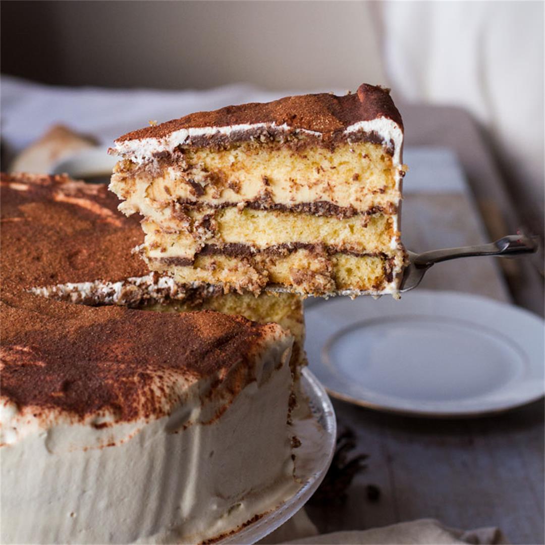 Decadent Tiramisu Cake with White Chocolate Mousse