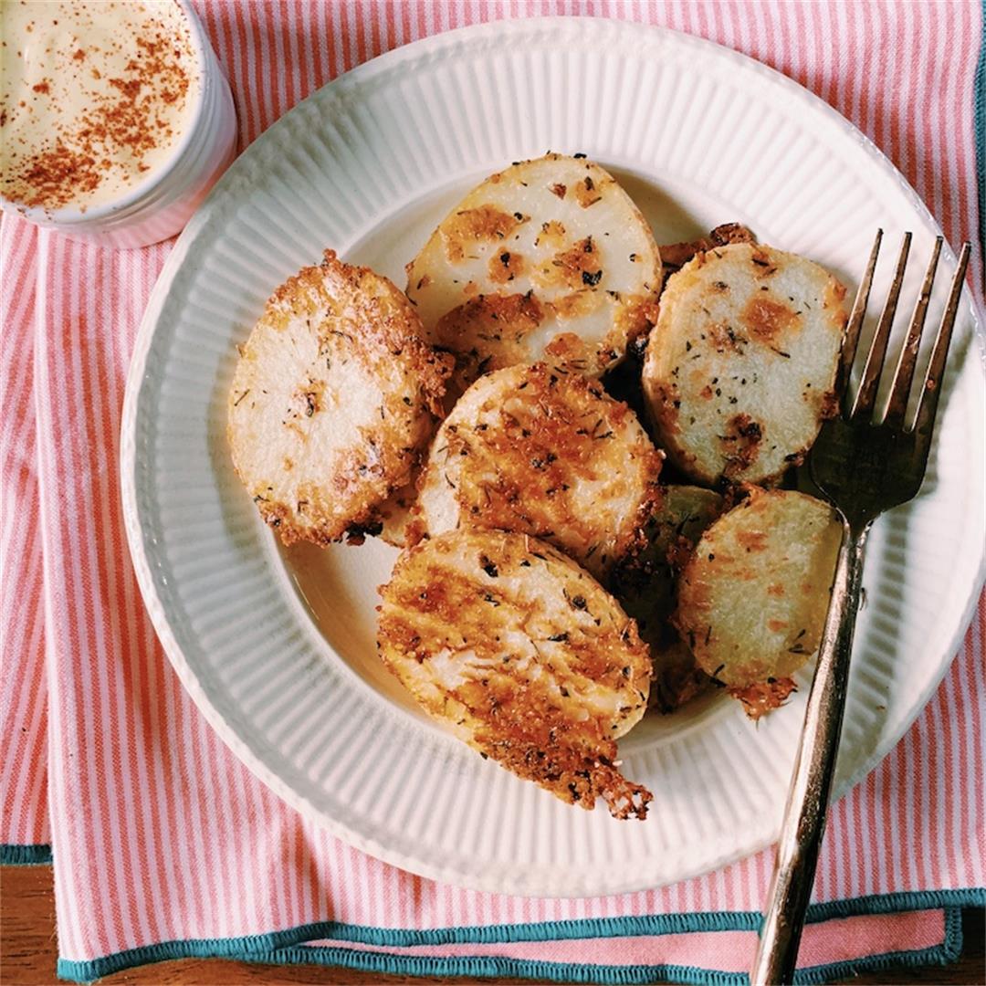 Crispy Roasted Parmesan Potatoes with Special Sauce