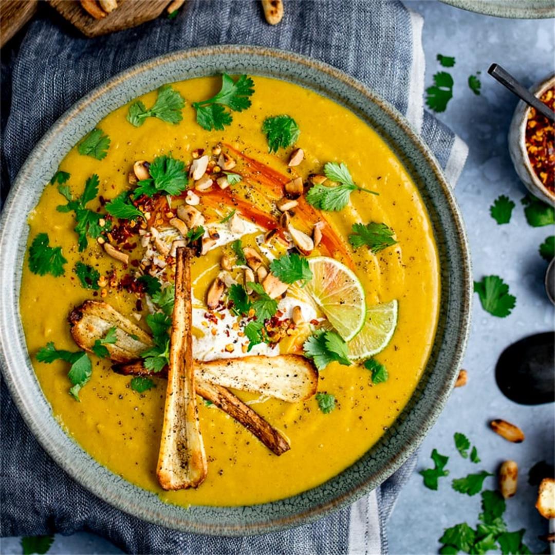Spicy Parsnip and Sweet Potato Soup