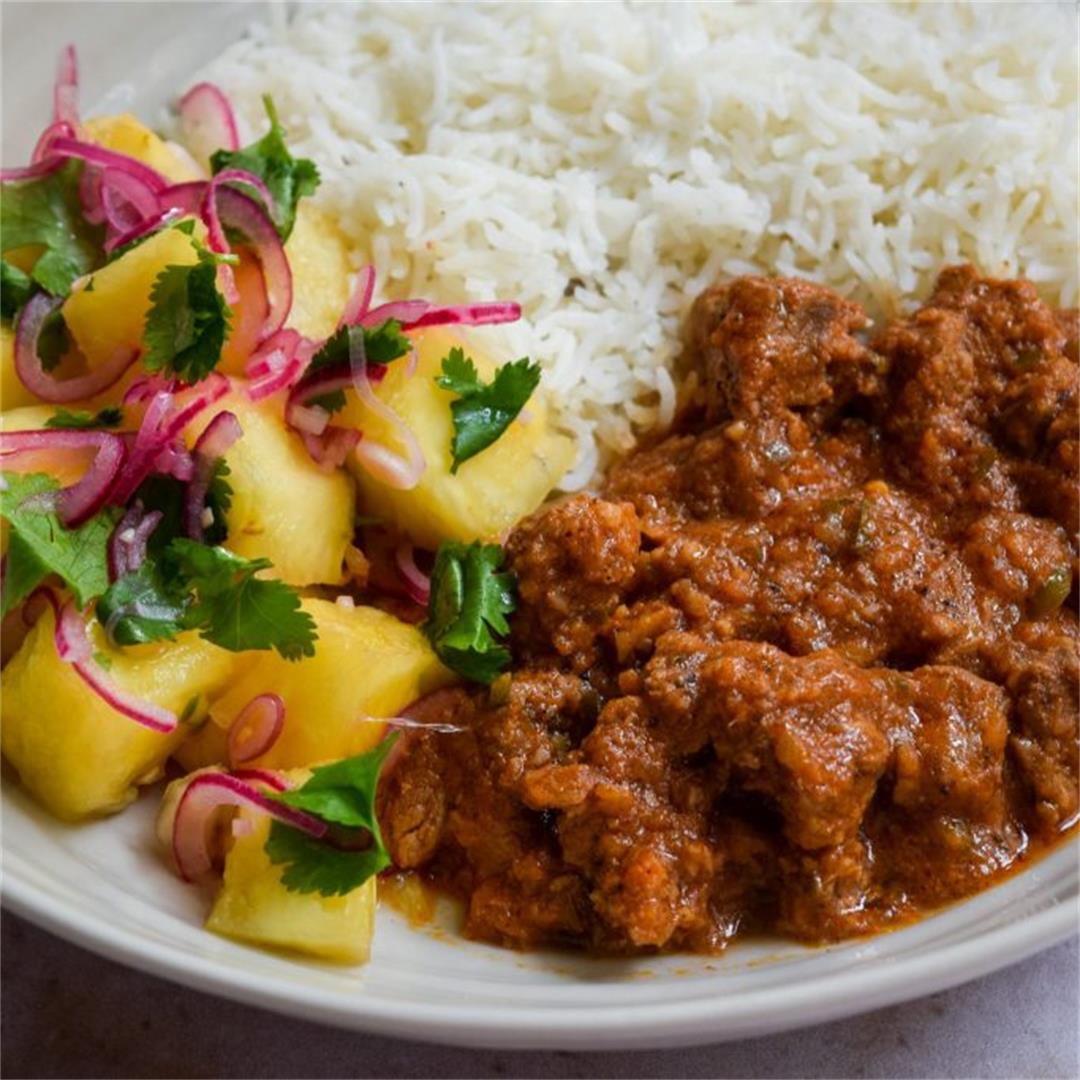 Lamb & Green Chilli Curry with Pineapple Pickle Salad