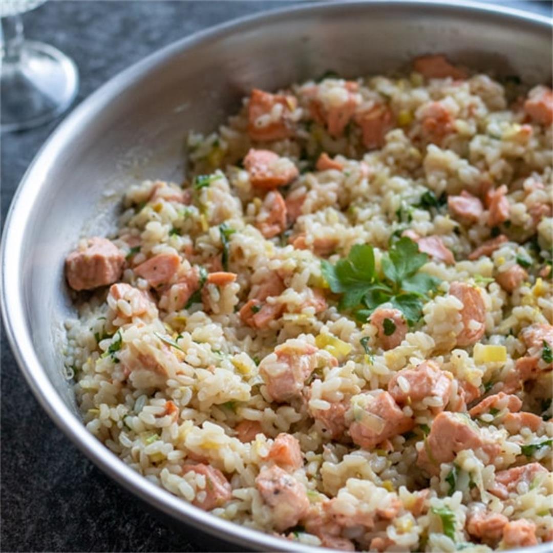 Creamy Salmon and Leek Risotto with Lemon