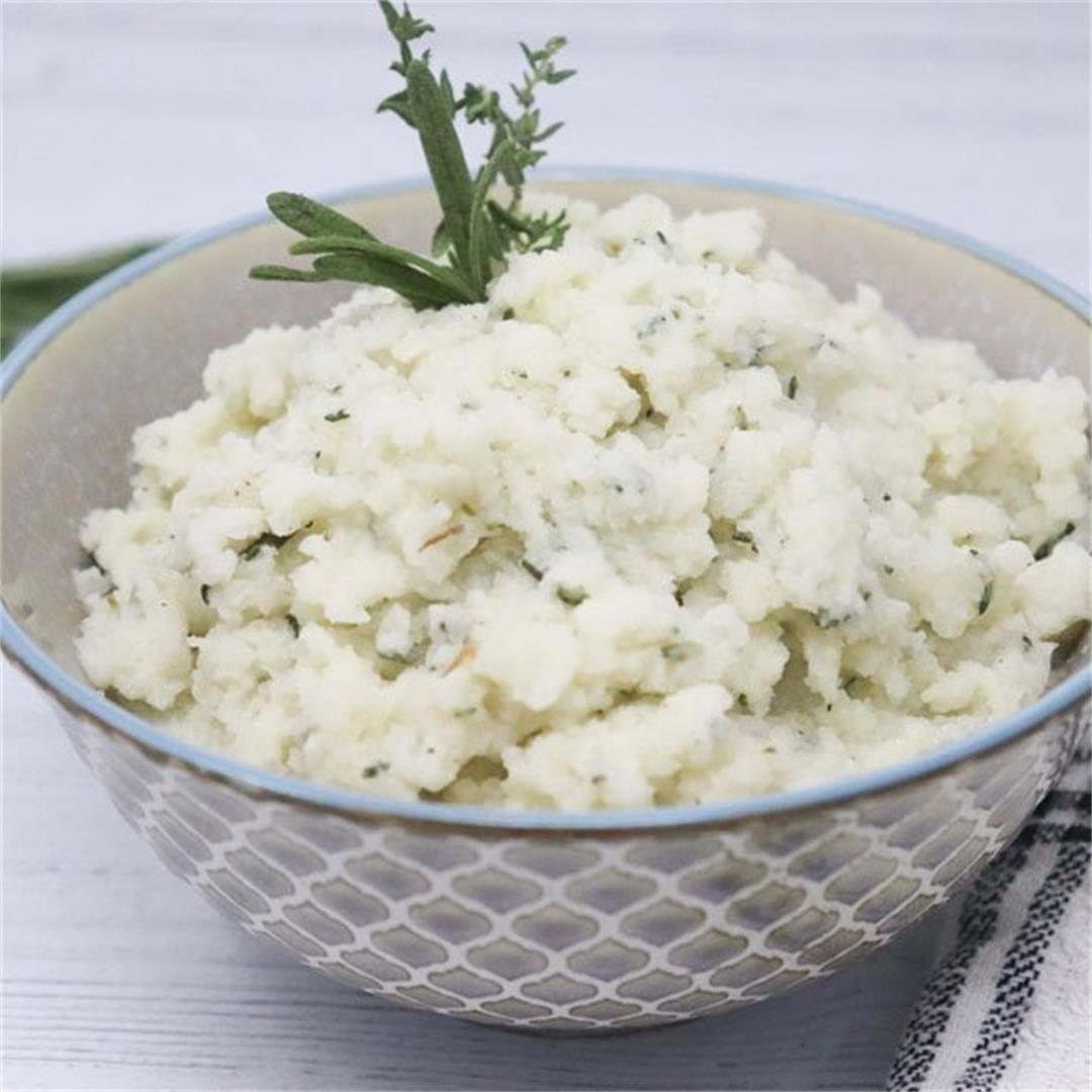 Garlic Mashed Cauliflower – Low-Calorie, Low-Carb, GF, Keto, Ve