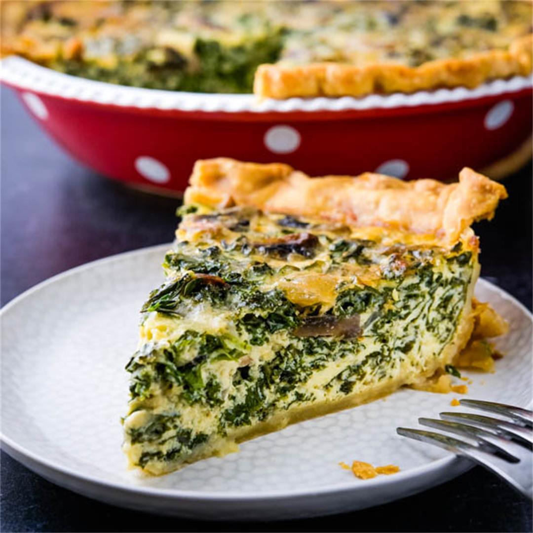 Kale and Mushroom Quiche