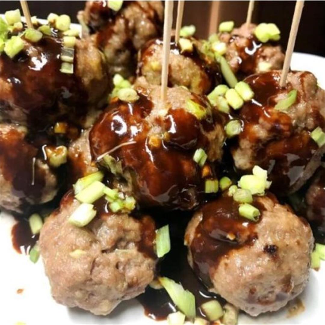 Quick! 30 minute Asian Meatballs with Yummy Hoisin Sauce