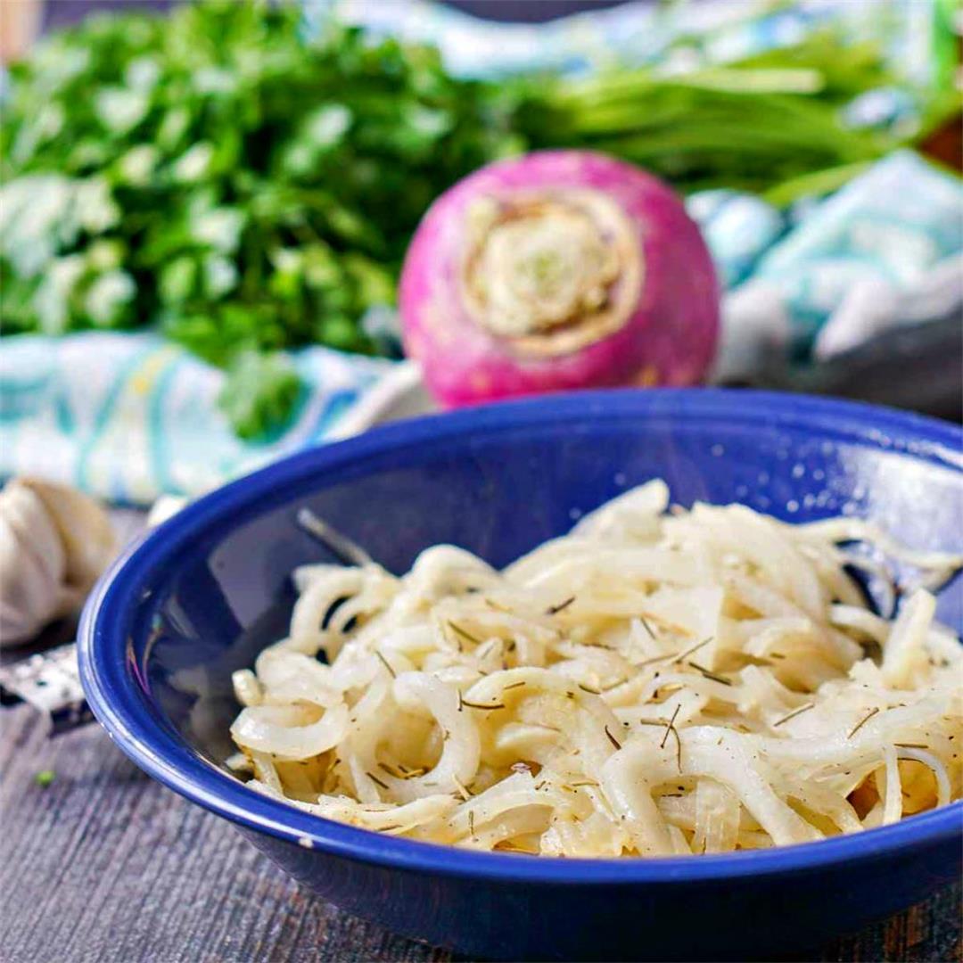 Low Carb Rosemary & Garlic Turnip Noodles