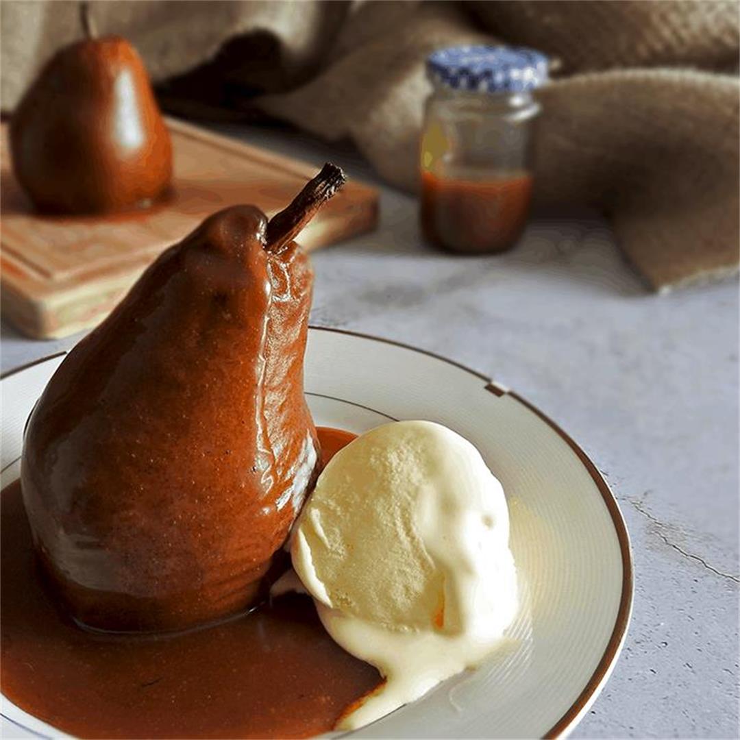 Salted Caramel Baked Pears