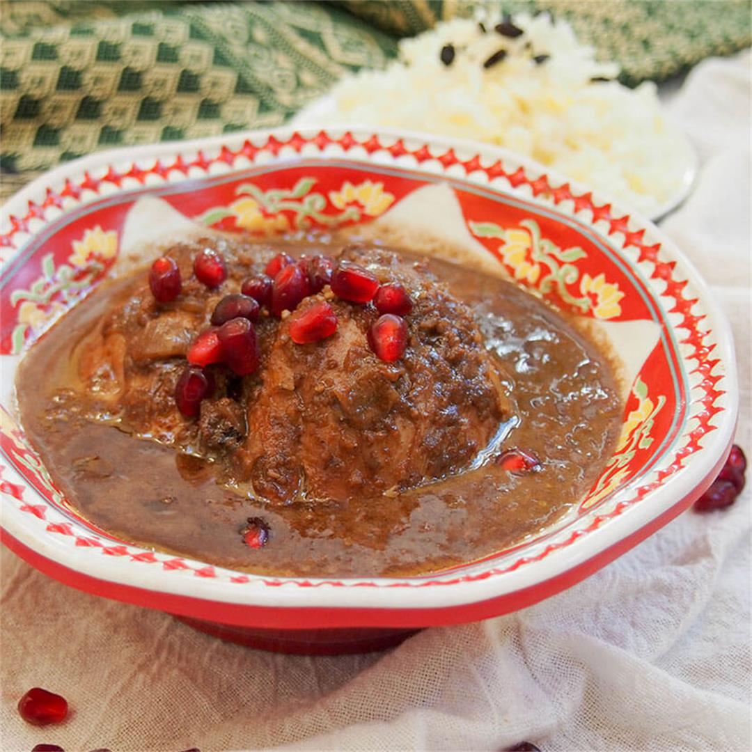 Fesenjan (Persian walnut pomegranate stew)