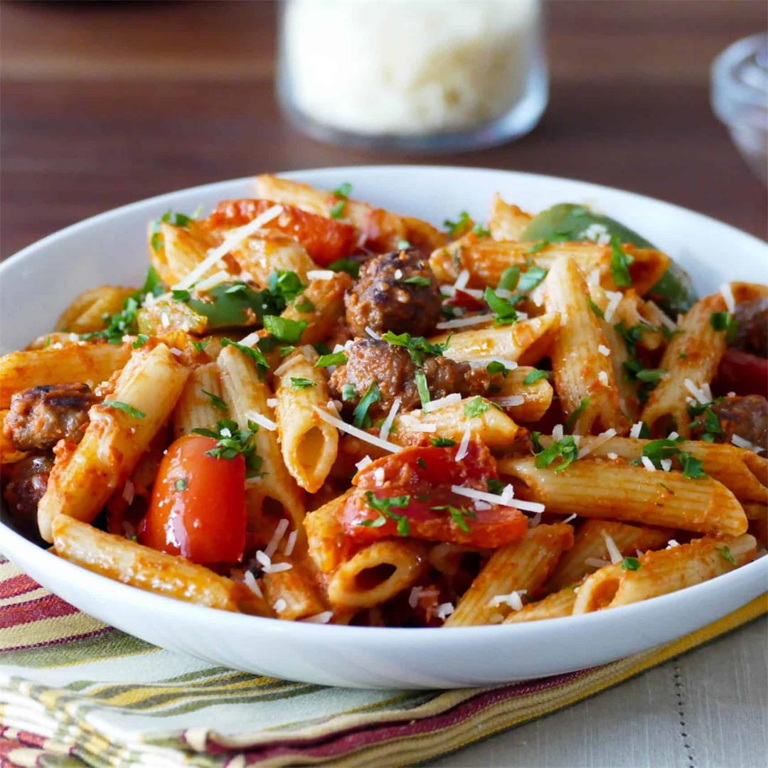 Easy Instant Pot Pasta with Sausage perfect for a weeknight!