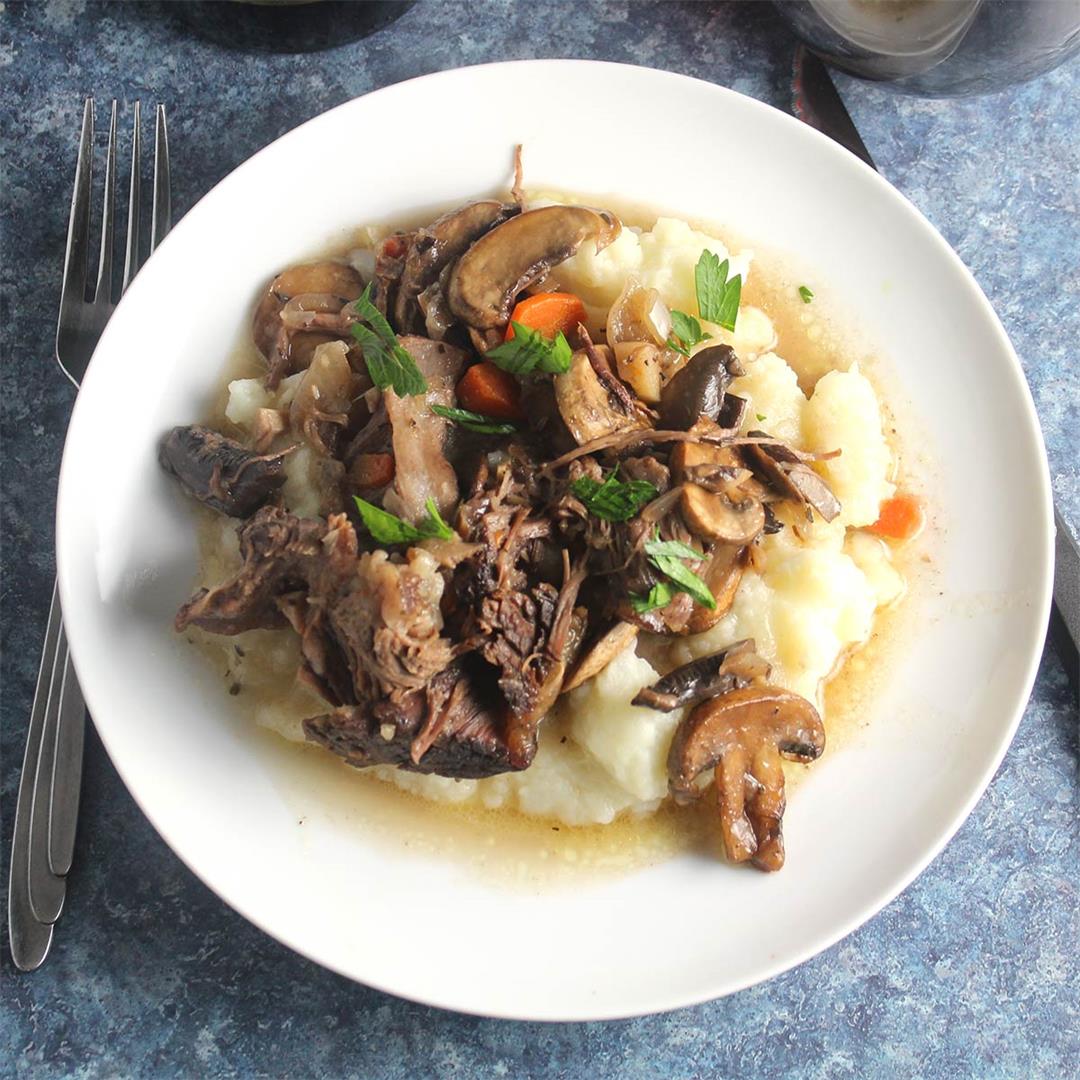 Red Wine Braised Short Ribs with Mushrooms
